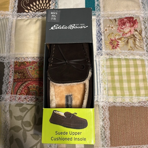 Men's Eddie Bauer Brown JUSTIN Suede Lined Slippers US XXL SIZE 13 with box - Picture 8 of 10